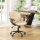 Glitzhome Beige Leatherette Gaslift Adjustable Swivel Office Chair