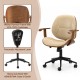 Glitzhome Beige Leatherette Gaslift Adjustable Swivel Office Chair