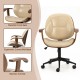 Glitzhome Beige Leatherette Gaslift Adjustable Swivel Office Chair