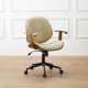 Glitzhome Beige Leatherette Gaslift Adjustable Swivel Office Chair