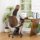 Glitzhome Beige Leatherette Gaslift Adjustable Swivel Office Chair