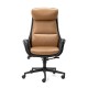 Glitzhome Mid-Century Modern Two-tone color Leatherette Gaslift Adjustable Swivel High Back Office Chair-Black & Camel