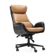 Glitzhome Mid-Century Modern Two-tone color Leatherette Gaslift Adjustable Swivel High Back Office Chair-Black & Camel