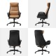 Glitzhome Mid-Century Modern Two-tone color Leatherette Gaslift Adjustable Swivel High Back Office Chair-Black & Camel