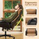 Glitzhome Mid-Century Modern Two-tone color Leatherette Gaslift Adjustable Swivel High Back Office Chair-Black & Camel