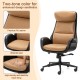 Glitzhome Mid-Century Modern Two-tone color Leatherette Gaslift Adjustable Swivel High Back Office Chair-Black & Camel