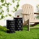 Glitzhome Set of 2 Multi-Functional Embossed Honeycomb Texture Cylindrical Glossy Black Metal Garden Stool or Planter Stand or Accent Table or Side Table
