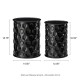 Glitzhome Set of 2 Multi-Functional Embossed Honeycomb Texture Cylindrical Glossy Black Metal Garden Stool or Planter Stand or Accent Table or Side Table