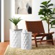 Glitzhome Set of 2 Multi-Functional Embossed Honeycomb Texture Cylindrical Glossy White Metal Garden Stool or Planter Stand or Accent Table or Side Table