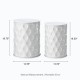 Glitzhome Set of 2 Multi-Functional Embossed Honeycomb Texture Cylindrical Glossy White Metal Garden Stool or Planter Stand or Accent Table or Side Table