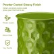 Glitzhome Set of 2 Multi-Functional Embossed Honeycomb Texture Cylindrical Glossy Green Metal Garden Stool or Planter Stand or Accent Table or Side Table