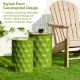 Glitzhome Set of 2 Multi-Functional Embossed Honeycomb Texture Cylindrical Glossy Green Metal Garden Stool or Planter Stand or Accent Table or Side Table