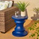 Glitzhome 18.25"Multi-functional MGO Cobalt Blue Chess Garden Stool or Planter Stand or Accent Table