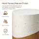 Glitzhome 17.25"H Multi-functional MGO Faux Terrazzo and Wood Texture Garden Stool or Plant Stand or Accent Table