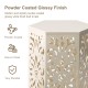 Glitzhome Multi-Functional Set of 2 White Iron Cutout Floral Pattern Hexagonal Garden Stools or Planter Stand or Accent Table or Side Table