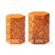 Glitzhome Multi-Functional Set of 2 Orange Iron Cutout Floral Pattern Hexagonal Garden Stools or Planter Stand or Accent Table or Side Table