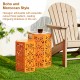 Glitzhome Multi-Functional Set of 2 Orange Iron Cutout Floral Pattern Hexagonal Garden Stools or Planter Stand or Accent Table or Side Table