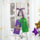 Glitzhome 25.5"H Happy Mardi Gras  Day Wooden Bookmark Door Hanger