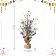 Glitzhome 21"H Lighted Mardi Gras  Fleur-de-Lis & Berry Table Tree