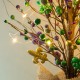 Glitzhome 21"H Lighted Mardi Gras  Fleur-de-Lis & Berry Table Tree