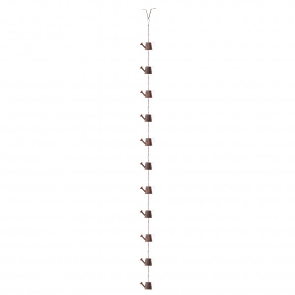 Glitzhome 8.5ft 11-Piece Faux Copper Watering Pot Rain Chain with V-Shaped Gutter Clip
