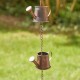 Glitzhome 8.5ft 11-Piece Faux Copper Watering Pot Rain Chain with V-Shaped Gutter Clip