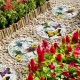 Glitzhome 9.75"D Set of 2 Cement Stepping Stones with Fluttering Butterflies and Dragonflies Pattern
