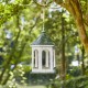 Glitzhome 15.75"H Patina Metal Roof Solid Wood Gazebo Tray Bird Feeder
