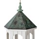 Glitzhome 15.75"H Patina Metal Roof Solid Wood Gazebo Tray Bird Feeder