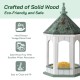 Glitzhome 15.75"H Patina Metal Roof Solid Wood Gazebo Tray Bird Feeder