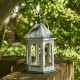 Glitzhome 15.75"H Patina Metal Roof Solid Wood Gazebo Tray Bird Feeder
