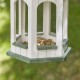 Glitzhome 15.75"H Patina Metal Roof Solid Wood Gazebo Tray Bird Feeder