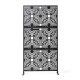 Glitzhome 6ft Black Galvanized Steel Floral Pattern Privacy Screen Fence Panel Room Divider with Riser Feet