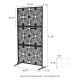 Glitzhome 6ft Black Galvanized Steel Floral Pattern Privacy Screen Fence Panel Room Divider with Riser Feet