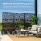 Glitzhome 6ft Black Galvanized Steel Floral Pattern Privacy Screen Fence Panel Room Divider with Riser Feet