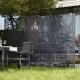 Glitzhome 6ft Black Galvanized Steel Floral Pattern Privacy Screen Fence Panel Room Divider with Riser Feet