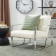 Glitzhome Set of 2 Modern Cream White Leatherette Button-tufted Accent Arm Chair with Chrome Plated Frame