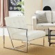 Glitzhome Set of 2 Modern Cream White Leatherette Button-tufted Accent Arm Chair with Chrome Plated Frame