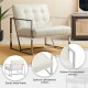 Glitzhome Set of 2 Modern Cream White Leatherette Button-tufted Accent Arm Chair with Chrome Plated Frame