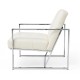 Glitzhome Set of 2 Modern Cream White Leatherette Button-tufted Accent Arm Chair with Chrome Plated Frame