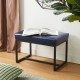 Glitzhome Modern Navy Blue Thick Leatherette Accent Stool