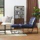 Glitzhome Modern Navy Blue Thick Leatherette Accent Stool