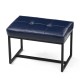 Glitzhome Modern Navy Blue Thick Leatherette Accent Stool