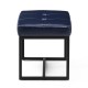 Glitzhome Modern Navy Blue Thick Leatherette Accent Stool