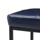 Glitzhome Modern Navy Blue Thick Leatherette Accent Stool