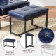 Glitzhome Modern Navy Blue Thick Leatherette Accent Stool