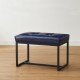 Glitzhome Modern Navy Blue Thick Leatherette Accent Stool