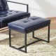 Glitzhome Modern Navy Blue Thick Leatherette Accent Stool