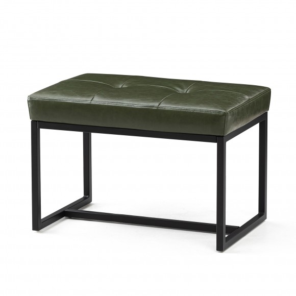 Glitzhome Modern Hunter Green Thick Leatherette Accent Stool