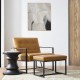 Glitzhome Modern Camel Thick Leatherette Accent Stool